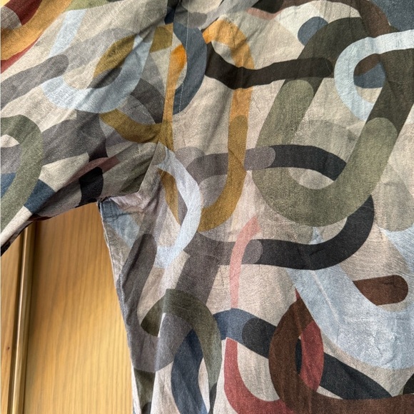 Bugatchi Comfort Stretch Shirt Shaped Fit Abstract Pattern Button Front LG - Picture 4 of 10